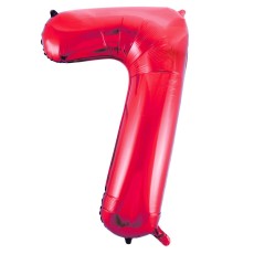 Red Number 7 34" Foil Number Balloon