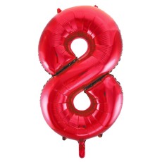 Red Number 8 34" Foil Number Balloon
