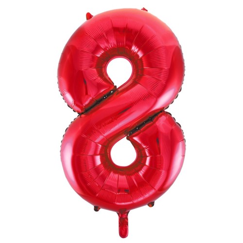 Red Number 8 34" Foil Number Balloon