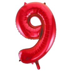 Red Number 9 34" Foil Number Balloon