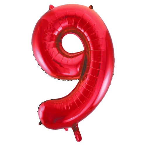 Red Number 9 34" Foil Number Balloon