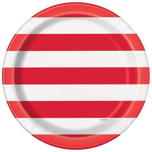 Red Stripes 9" Plates (8 Pack)