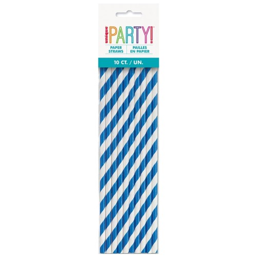 Royal Blue Stripe Paper Straws (10 Pack)