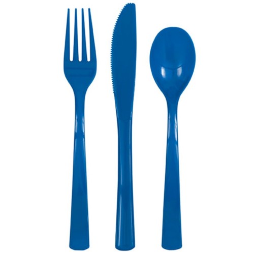 Royal Blue Plastic Cutlery (x6 Sets)