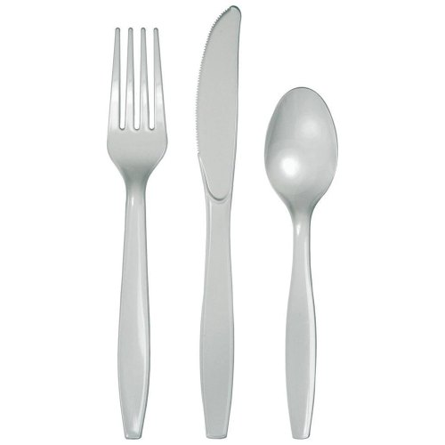 Silver Plastic Cutlery (x8 Sets)