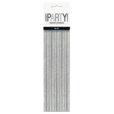 Silver Glitz Foil Paper Straws (10 Pack)