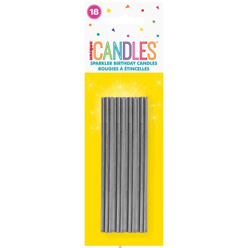Silver Glitz Party 4" Cake Sparklers (8 Pack)