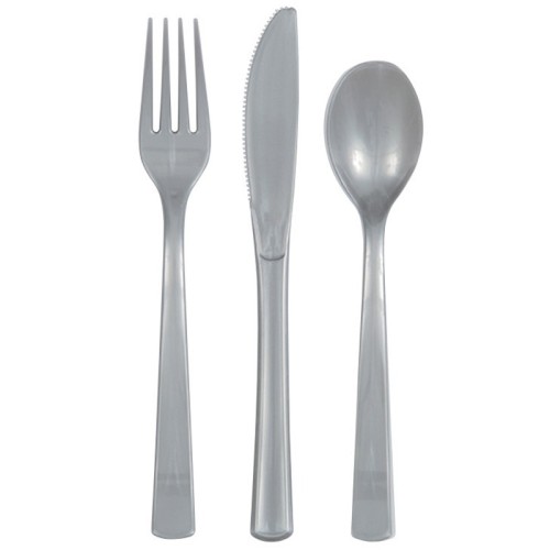Silver Plastic Cutlery (x6 Sets)