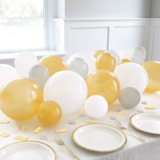 Silver White & Gold Balloon Table Centrepiece Kit