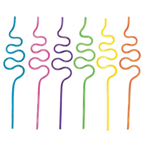 Small Plastic Squiggle Straws (12 Pack)