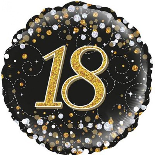 Sparkling Fizz Black & Gold Fizz 18th Birthday 18" Foil Balloon