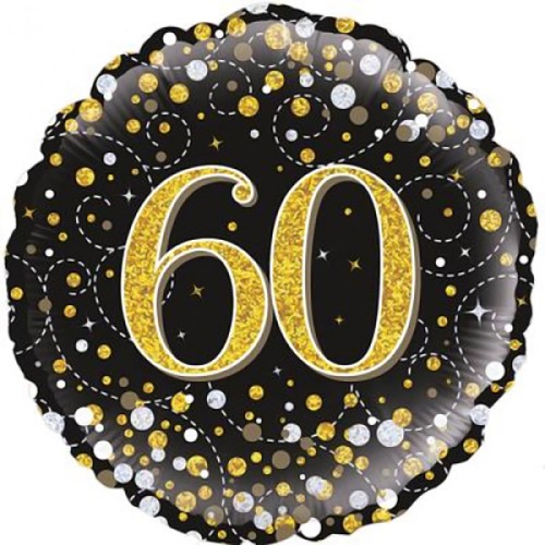 Sparkling Fizz Black & Gold 60th Birthday 18" Foil Balloon