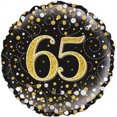 Sparkling Fizz Black & Gold 65th Birthday 18" Foil Balloon