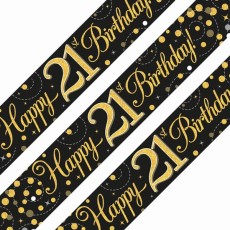 Sparkling Fizz Black & Gold 21st Birthday Banner