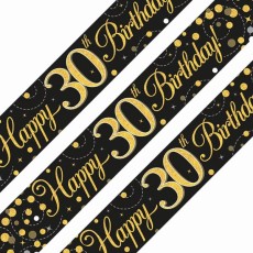 Sparkling Fizz Black & Gold 30th Birthday Banner