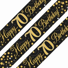 Sparkling Fizz Black & Gold 70th Birthday Banner