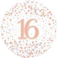 Sparkling Fizz White 16th Birthday 18" Foil Balloon