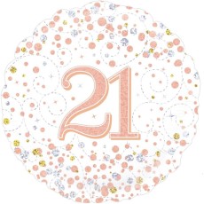 Sparkling Fizz White 21st Birthday 18" Foil Balloon