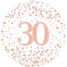 Sparkling Fizz White 30th Birthday 18" Foil Balloon
