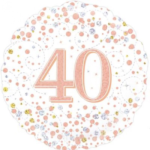 Sparkling Fizz White 40th Birthday 18" Foil Balloon