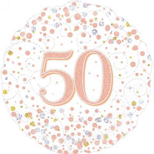 Sparkling Fizz White 50th Birthday 18" Foil Balloon 