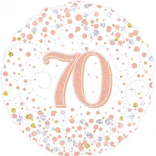 Sparkling Fizz White 70th Birthday 18" Foil Balloon