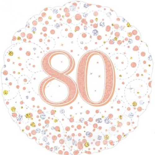 Sparkling Fizz White 80th Birthday 18" Foil Balloon 