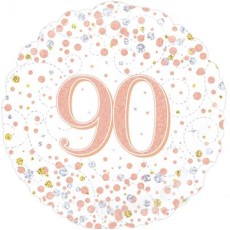 Sparkling Fizz White 90th Birthday 18" Foil balloon