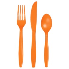 Sunkissed Orange Plastic Cutlery (x6 Sets)