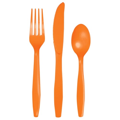 Sunkissed Orange Plastic Cutlery (x6 Sets)