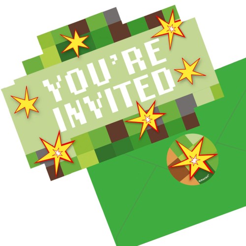 TNT (Minecraft Themed) Party Invitations (8 Pack)
