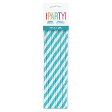Teal Stripe Paper Straws (10 Pack)