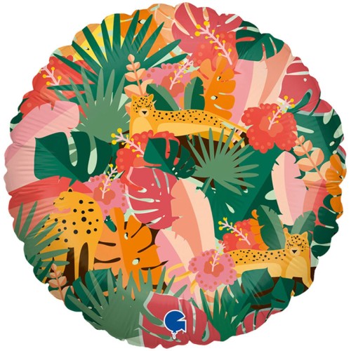 Tropical Jungle Leaves & Animals Foil Balloon (18")