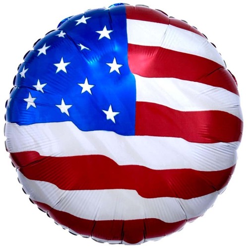 USA American Flag 18" Round Foil Balloon