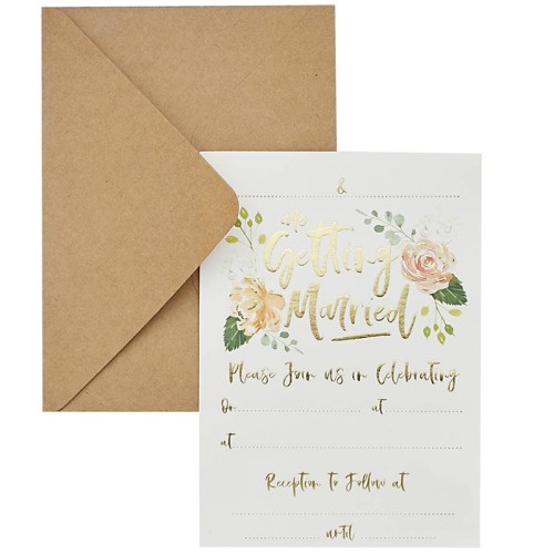 Wedding Day Invitations & Kraft Envelopes (25 Pack)