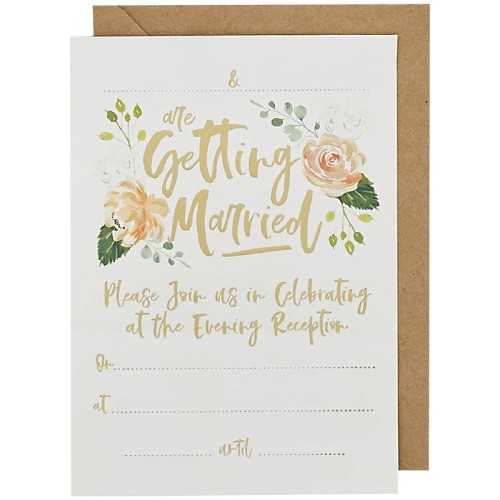 Wedding Evening Invitation & Kraft Envelopes (25 Pack)