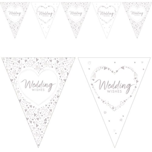 Wedding Wishes Paper Flag Bunting (3.7m)