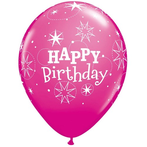 Berry Happy Birthday Sparkle 11" Latex Balloons (6 Pack)