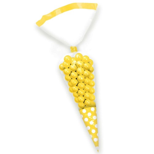 Yellow Cone Sweet Bags with Ties (10 Pack)