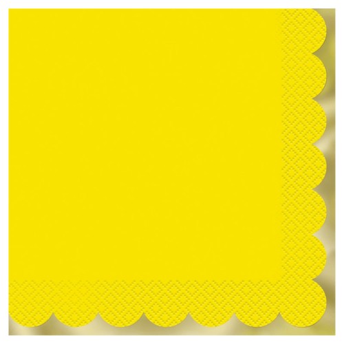 Yellow Pastel Scalloped Napkins (20 Pack)