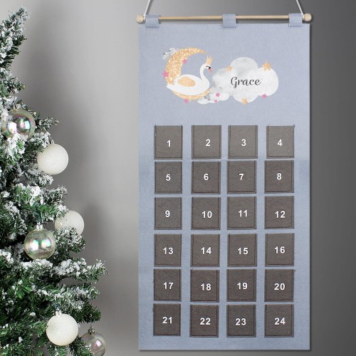 Personalised Swan Lake Advent Calendar In Silver Grey