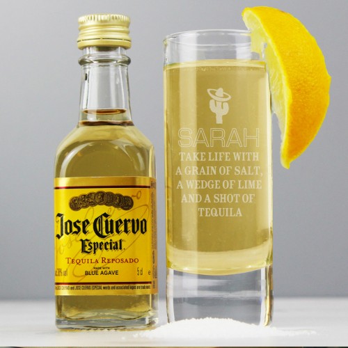 Personalised Tequila Shot Glass and Miniature Tequila Set