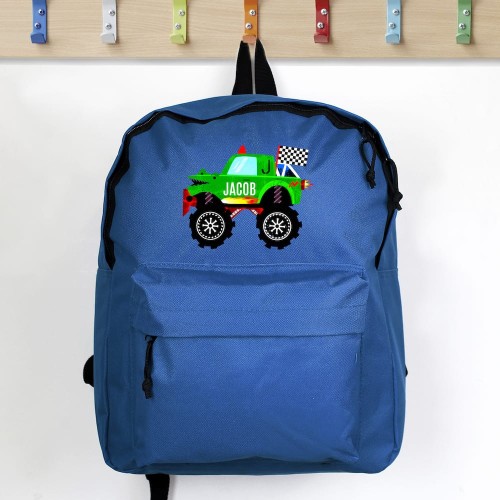 Personalised Monster Truck Blue Backpack
