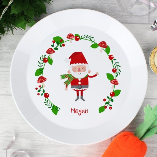 Personalised Christmas Toadstool Santa Plastic Plate