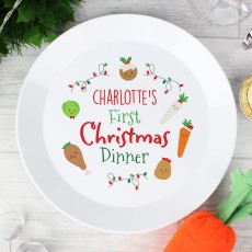 Personalised First Christmas Dinner Plastic Plate