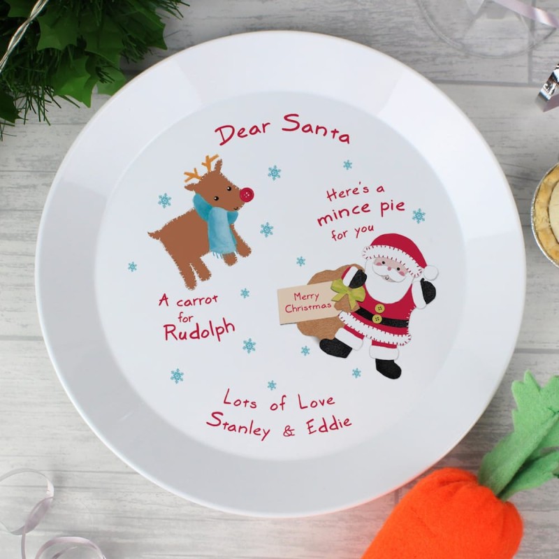 Personalised Christmas Santa Rudolph Dinner Plate Xmas Eve plate Kids 