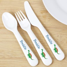 Personalised Dinosaur Plastic Cutlery Set
