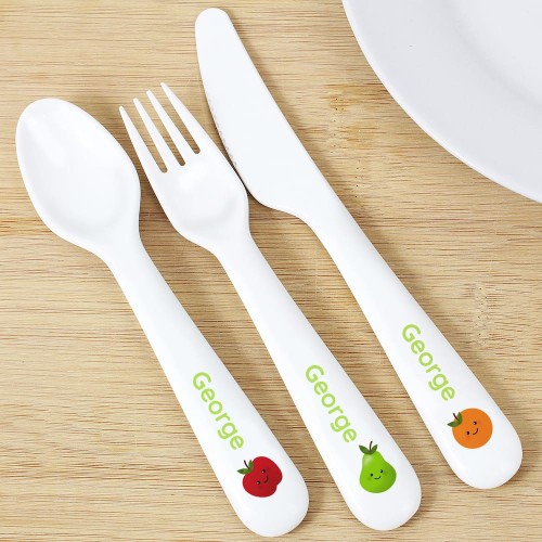 Personalised Healthy Eating Plastic Cutlery Set