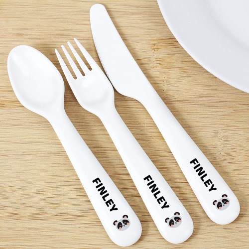 Personalised Panda Plastic Cutlery Set