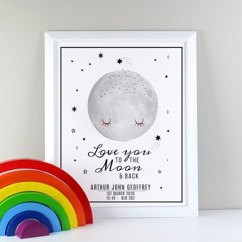 Personalised Baby To The Moon and Back Framed Print
